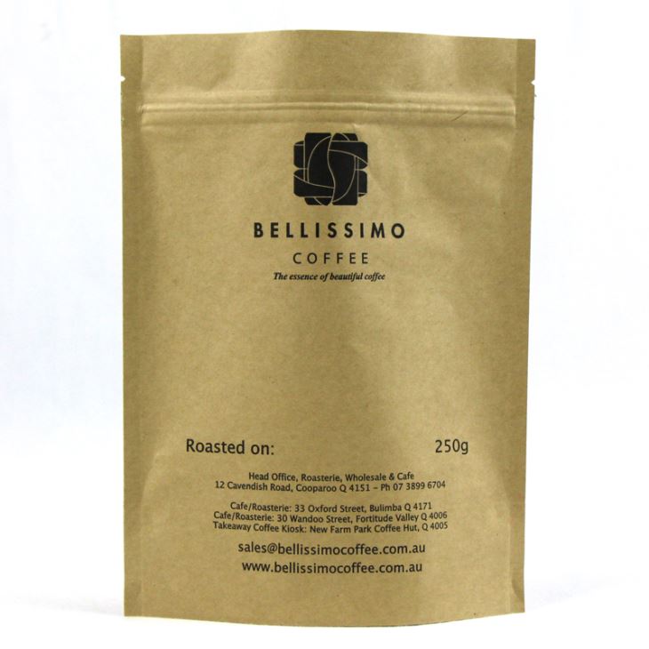 250g Stand Up Coffee Taschen mit Reißverschluss