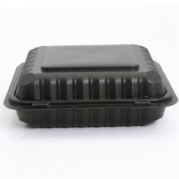Eco Friendly 9x9X3inch Black Disposable Meal Prep Food Storage Containers Reusable Plastic Bento Lunch Box