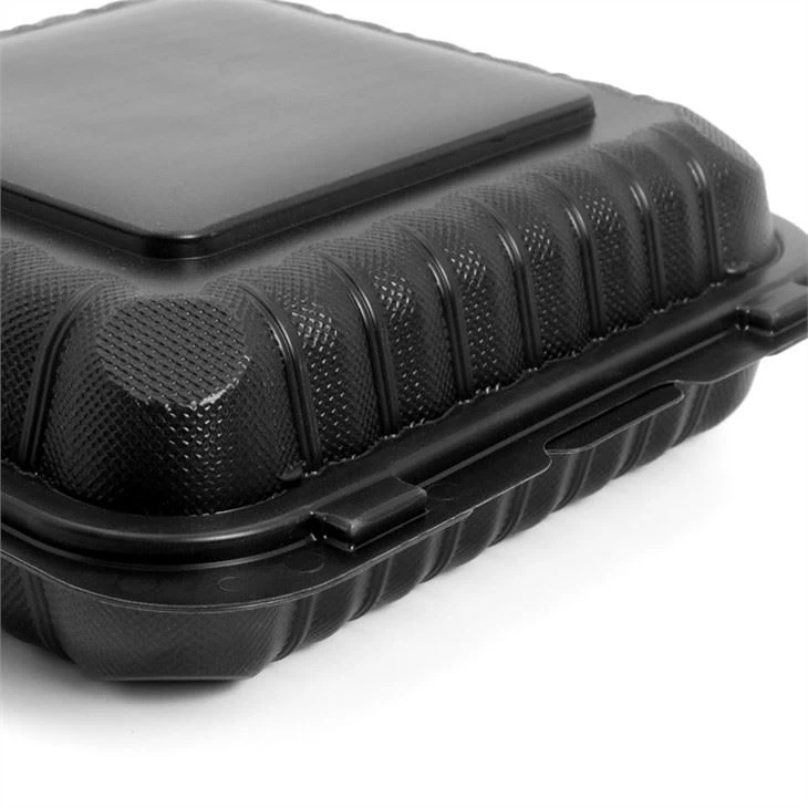 Eco Friendly 9x9X3inch Black Disposable Meal Prep Food Storage Containers Reusable Plastic Bento Lunch Box