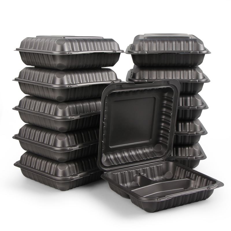 Clamshell passen schwarze Einweg-Mikrowellen-Kunststoff-Lebensmittelbehälter ...