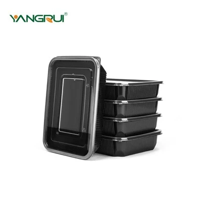 Hochwertige schwarze Behälter für die Zubereitung von Mahlzeiten