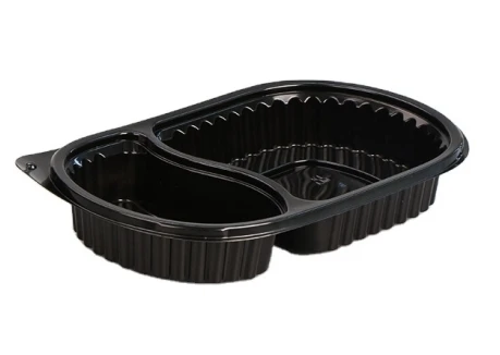 Ovale Lebensmittelaufbewahrungsbox mit 2 Fächern